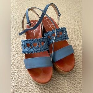 Blue platform sandals
